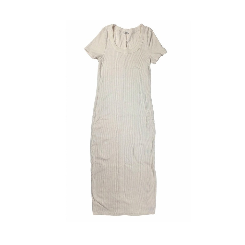 Cotton On Cream Short Sleeve Essential Split Scoop Neck Maxi Dress Womens Medium